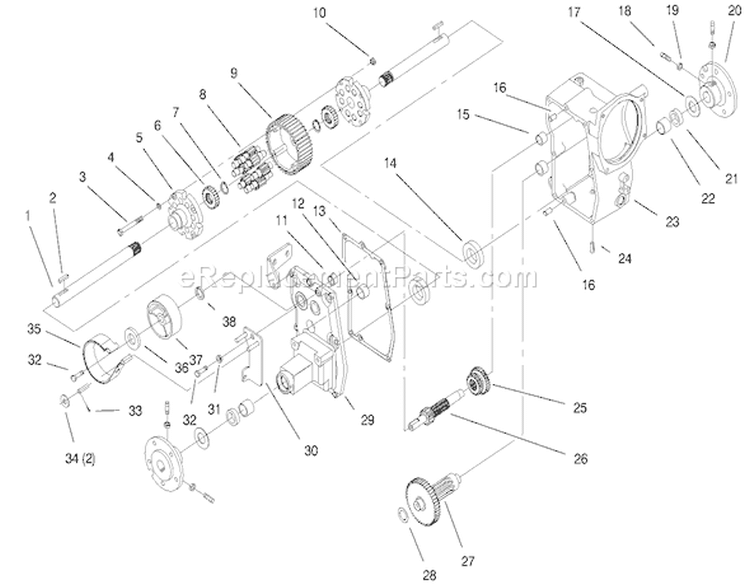 Hydro Trans Axle Assembly Diagram and Parts List for 73561 200000201-200999999 - 2000 Toro Lawn Tractor