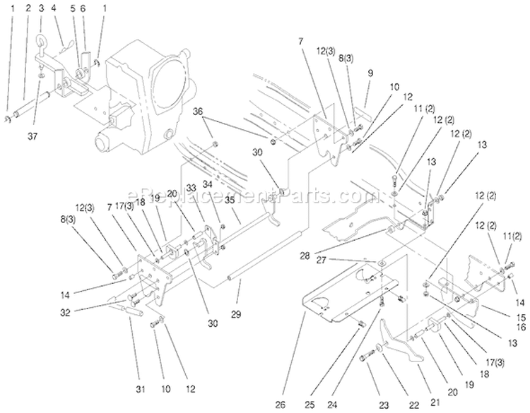 Attach-A-Matic and Hitch Diagram and Parts List for 73561 200000201-200999999 - 2000 Toro Lawn Tractor