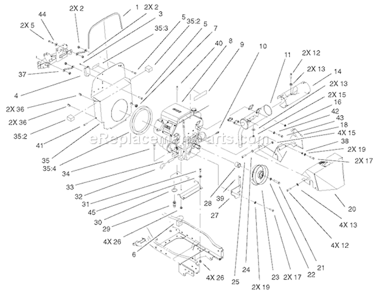 Air Cooled Engine Assembly Diagram and Parts List for 73561 220000001-220999999 - 2002 Toro Lawn Tractor