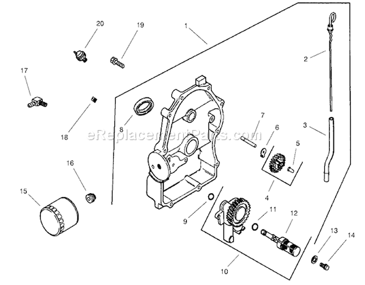 Group 3-Oil Pan Lubrication Diagram and Parts List for 73561 220000001-220999999 - 2002 Toro Lawn Tractor