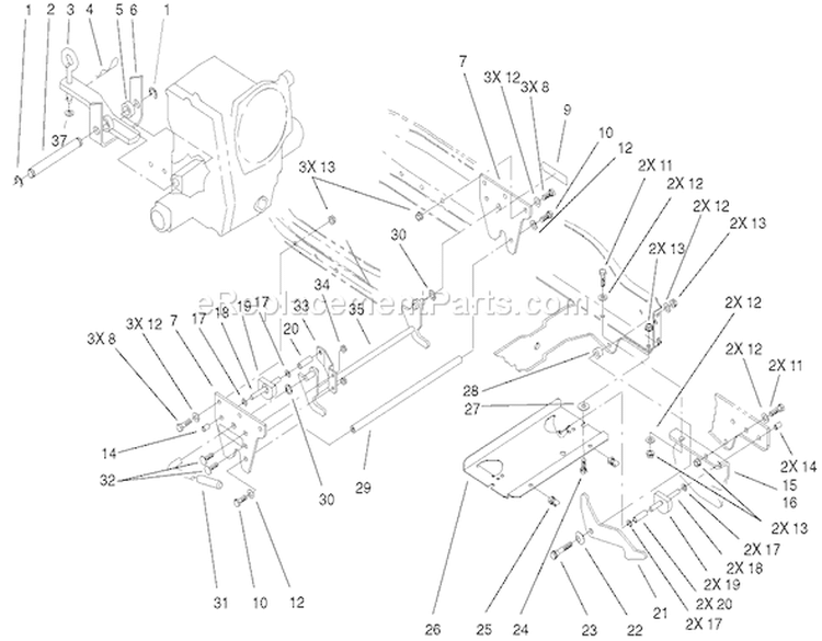 Attach-A-Matic & Hitch Assembly Diagram and Parts List for 73561 220000001-220999999 - 2002 Toro Lawn Tractor