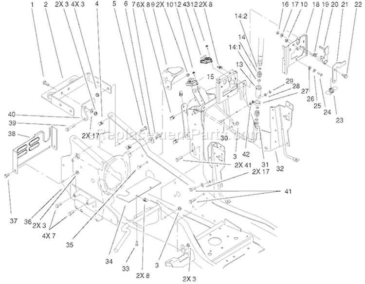 Steering Tower and Fuel Tank Diagram and Parts List for 73561 220000001-220999999 - 2002 Toro Lawn Tractor
