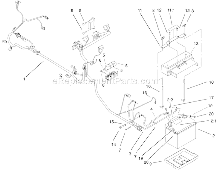 Electrical 22hp Assembly Diagram and Parts List for 73561 220000001-220999999 - 2002 Toro Lawn Tractor