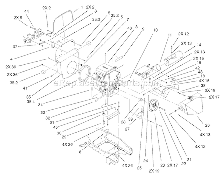 Air Cooled Engine Assembly Diagram and Parts List for 73561 240000001-240999999 - 2004 Toro Lawn Tractor