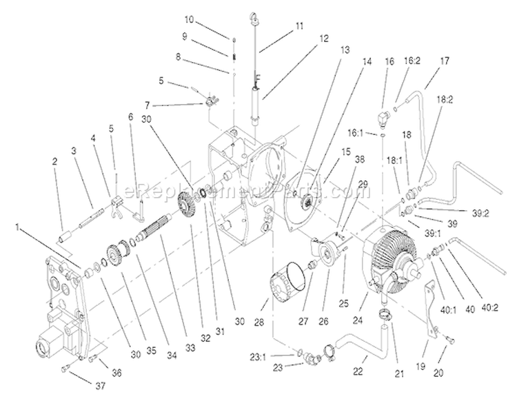 Hydro Trans Axle Assembly Diagram and Parts List for 73561 240000001-240999999 - 2004 Toro Lawn Tractor
