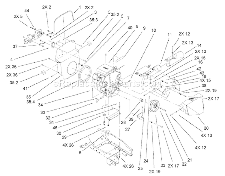 Air Cooled Engine Assembly Diagram and Parts List for 73561 250000001-250999999 - 2005 Toro Lawn Tractor