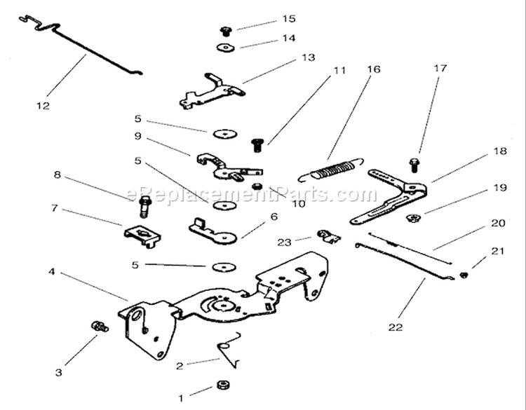 Engine Control Assembly Diagram and Parts List for 73561 250000001-250999999 - 2005 Toro Lawn Tractor