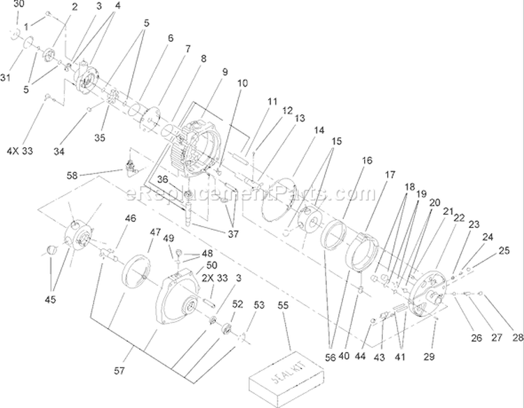 Hydro Transmission Diagram and Parts List for 73561 250000001-250999999 - 2005 Toro Lawn Tractor