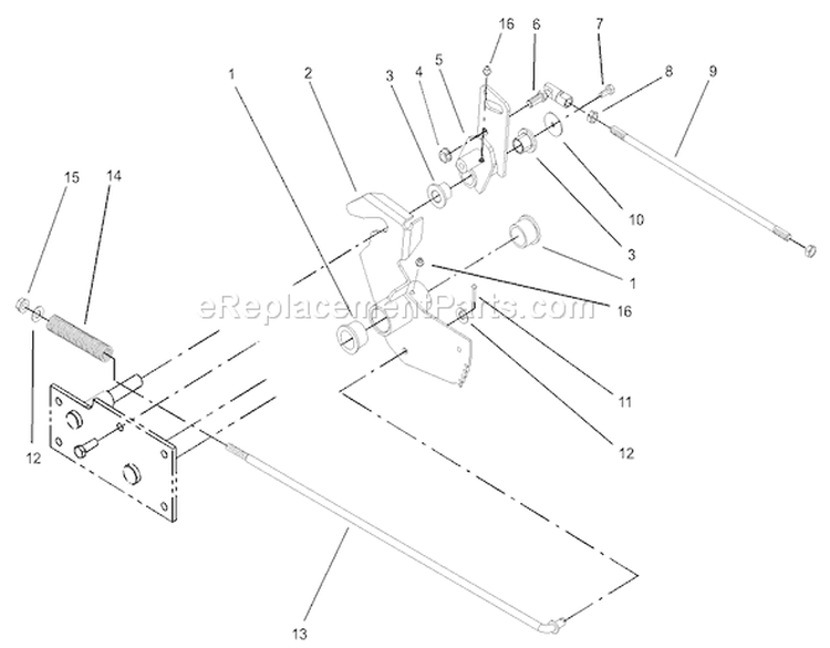 Parking Brake Lower Assembly Diagram and Parts List for 73542 230000001-230999999 - 2003 Toro Lawn Tractor