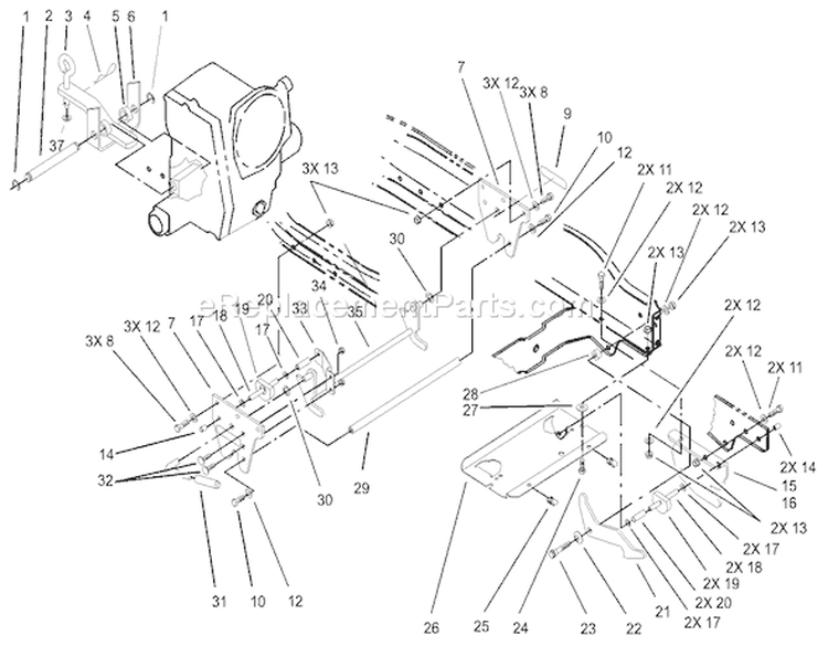 Attach-A-Matic and Hitch Assembly Diagram and Parts List for 73542 230000001-230999999 - 2003 Toro Lawn Tractor