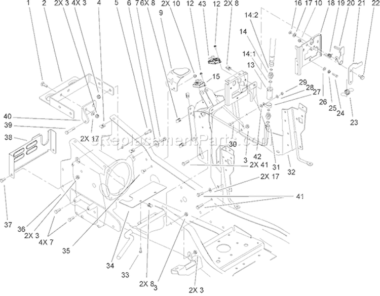 Steering Tower and Fuel Tank Diagram and Parts List for 73561 250000001-250999999 - 2005 Toro Lawn Tractor