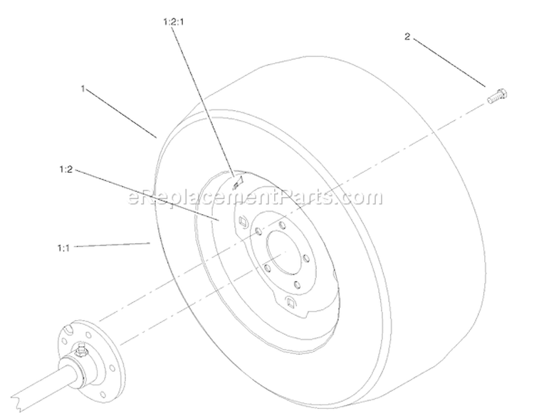 Wheel Assembly Diagram and Parts List for 73561 250000001-250999999 - 2005 Toro Lawn Tractor