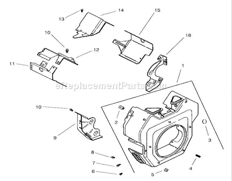 Blower Housing Assembly Diagram and Parts List for 73561 250000001-250999999 - 2005 Toro Lawn Tractor