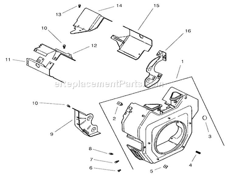 Group 6-Blower Housing & Baffles Diagram and Parts List for 73561 000000001-000999999 - 2000 Toro Lawn Tractor