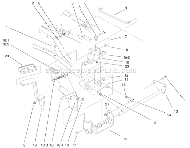 Hydro Controls Assembly Diagram and Parts List for 73561 000000001-000999999 - 2000 Toro Lawn Tractor