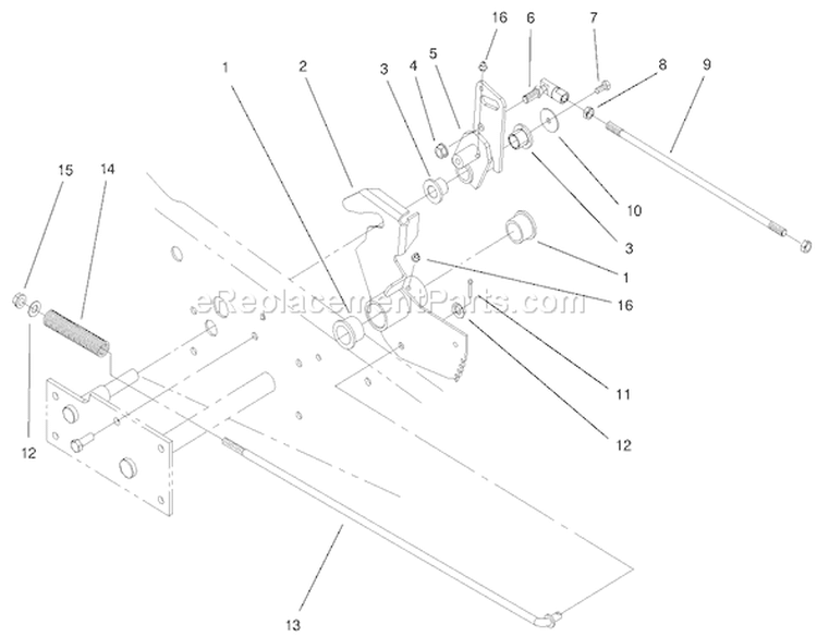 Lower Parking Brake Assembly Diagram and Parts List for 73561 000000001-000999999 - 2000 Toro Lawn Tractor