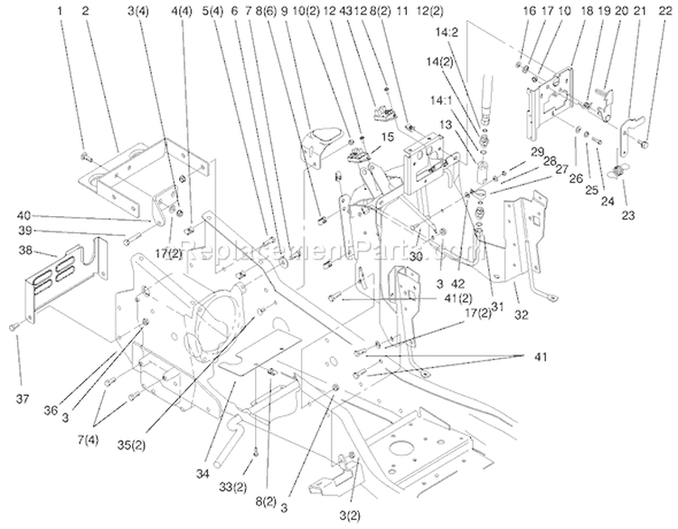 Steering Tower and Fuel Tank Diagram and Parts List for 73561 000000001-000999999 - 2000 Toro Lawn Tractor