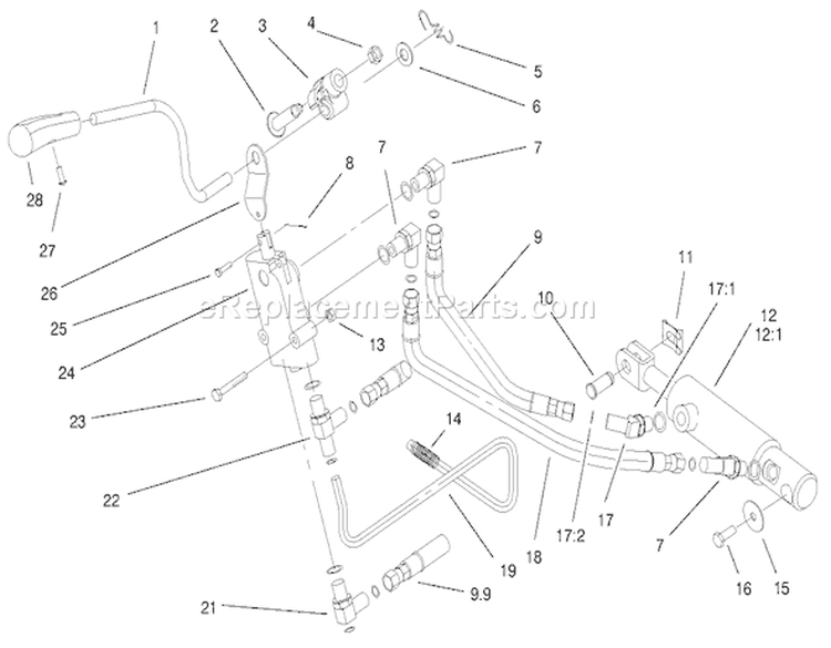 Upper Hydro Lift Assembly Diagram and Parts List for 73561 000000001-000999999 - 2000 Toro Lawn Tractor