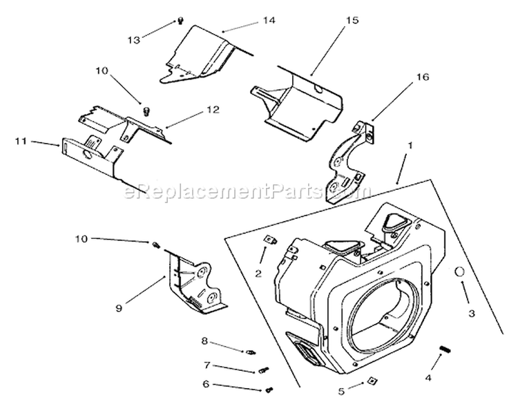 Group 6-Blower Housing Assembly Diagram and Parts List for 73570 230000001-230999999 - 2003 Toro Lawn Tractor