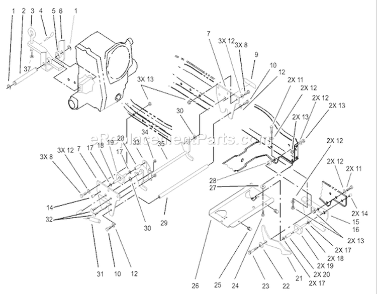 Attach-A-Matic and Hitch Assembly Diagram and Parts List for 73570 230000001-230999999 - 2003 Toro Lawn Tractor