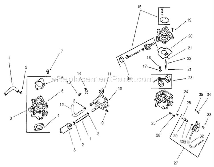 Group 8-Fuel System Assembly Diagram and Parts List for 73570 230000001-230999999 - 2003 Toro Lawn Tractor