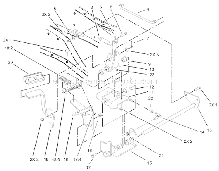 Hydro Control Assembly Diagram and Parts List for 73570 230000001-230999999 - 2003 Toro Lawn Tractor