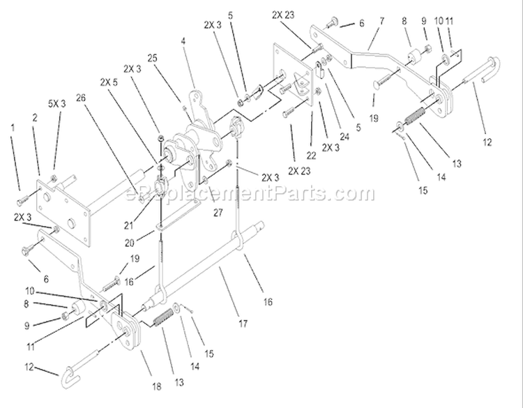 Lower Hydro Lift Assembly Diagram and Parts List for 73570 230000001-230999999 - 2003 Toro Lawn Tractor