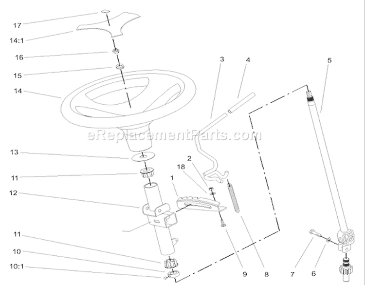Manual Steering and Tilt Assembly Diagram and Parts List for 73570 230000001-230999999 - 2003 Toro Lawn Tractor