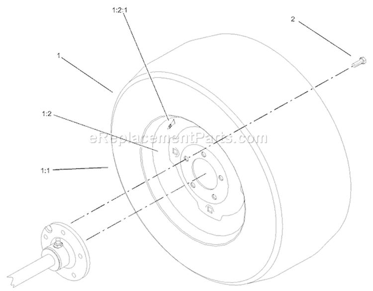 Wheel Assembly Diagram and Parts List for 73570 230000001-230999999 - 2003 Toro Lawn Tractor