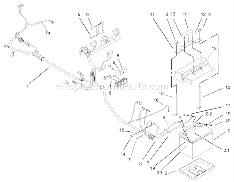 Electrical Assembly Diagram and Parts List for 73570 230000001-230999999 - 2003 Toro Lawn Tractor