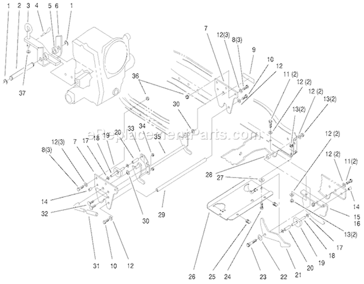 Attach-A-Matic and Hitch Diagram and Parts List for 73547 200000242-200999999 - 2000 Toro Lawn Tractor
