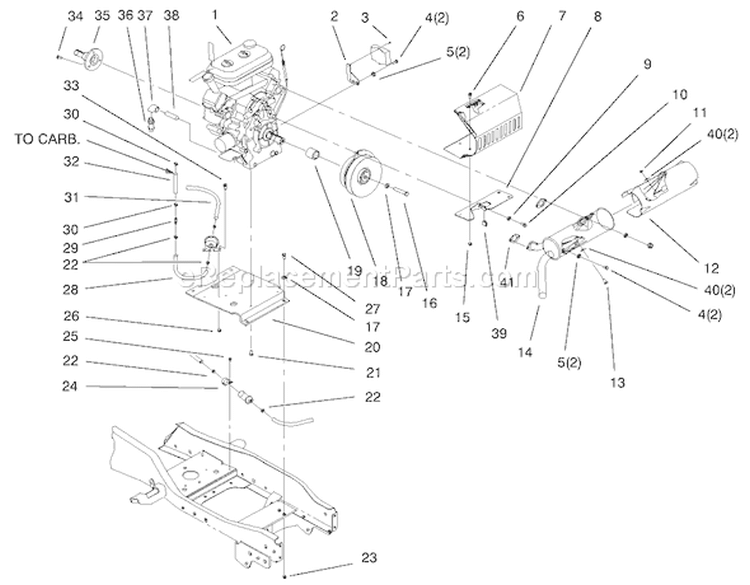 Liquid Cooled Gas Engine Assembly Diagram and Parts List for 73547 200000242-200999999 - 2000 Toro Lawn Tractor