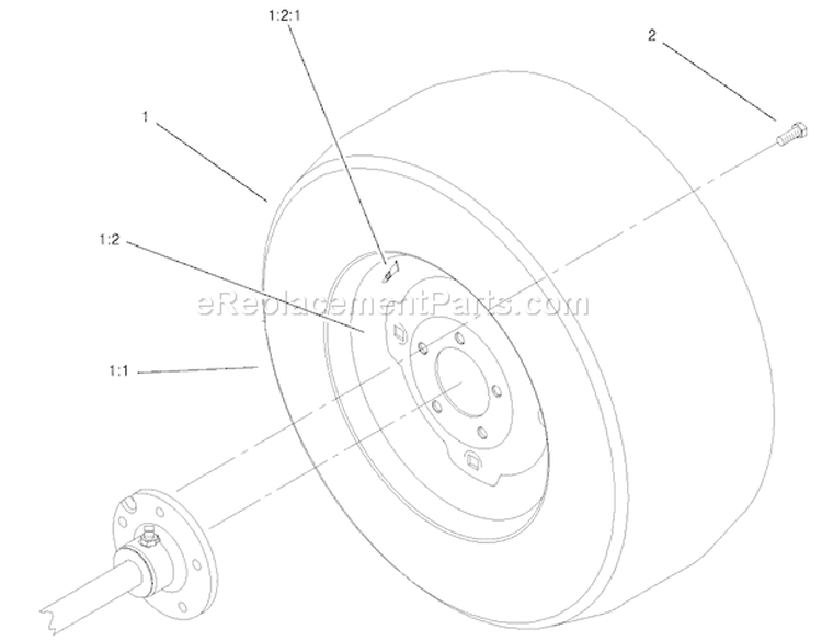 Wheel Assembly Diagram and Parts List for 73547 200000242-200999999 - 2000 Toro Lawn Tractor