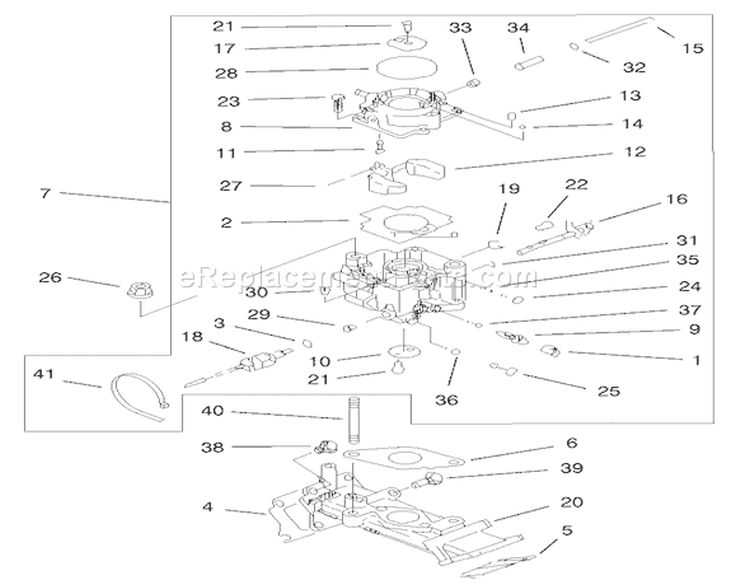 Carburetor Assembly Diagram and Parts List for 73547 200000242-200999999 - 2000 Toro Lawn Tractor