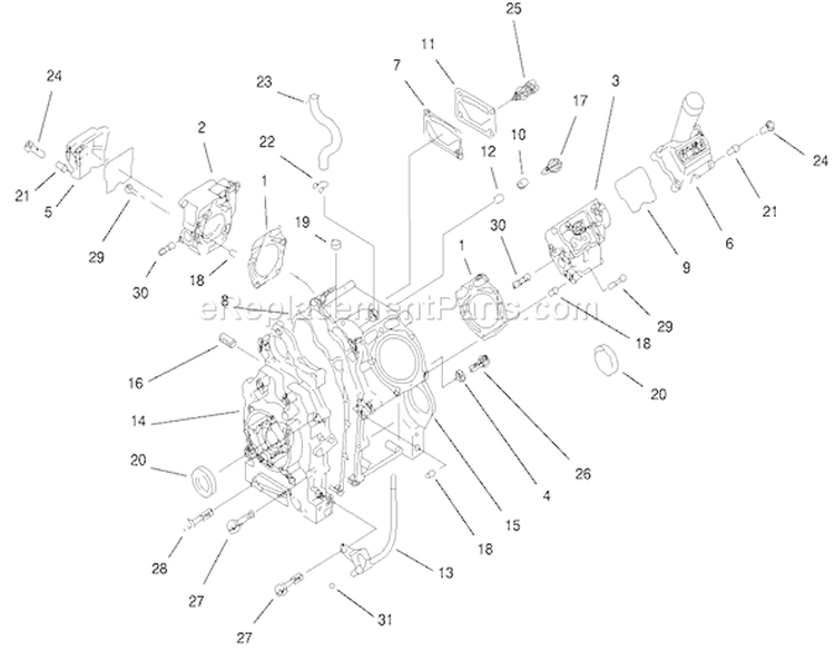 Crankcase Assembly Diagram and Parts List for 73547 200000242-200999999 - 2000 Toro Lawn Tractor