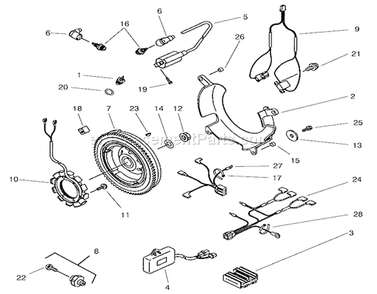 Electrical Components Assembly Diagram and Parts List for 73580 210000001-210999999 - 2001 Toro Lawn Tractor