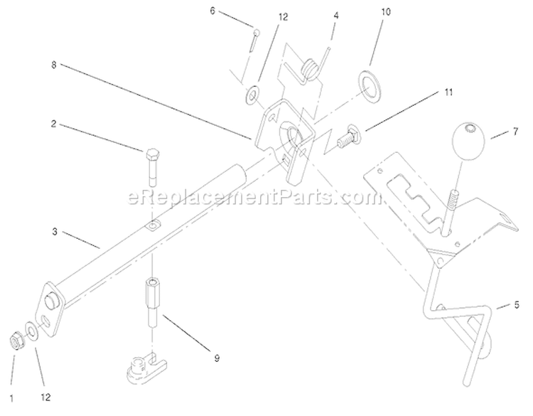 Hi-Lo Shift Assembly Diagram and Parts List for 73580 210000001-210999999 - 2001 Toro Lawn Tractor