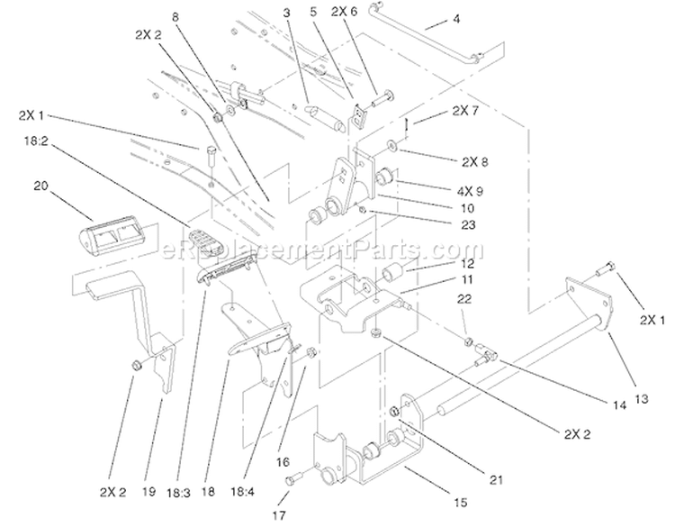 Hydro Controls Assembly Diagram and Parts List for 73580 210000001-210999999 - 2001 Toro Lawn Tractor