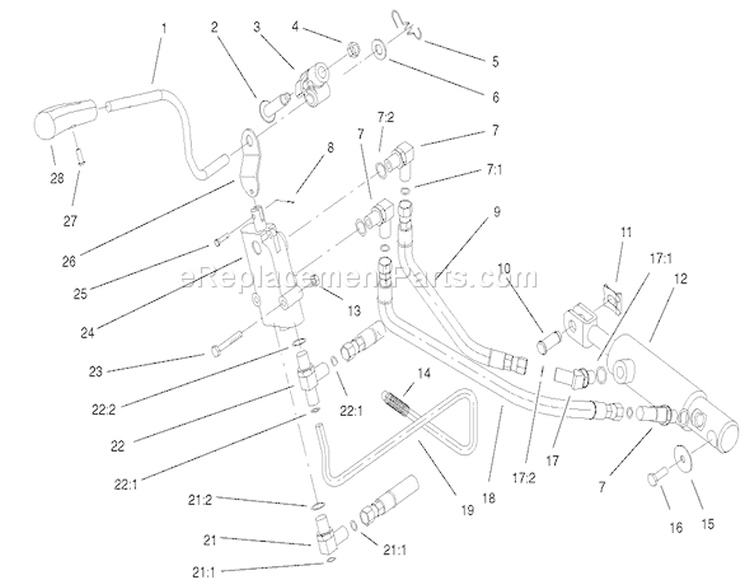 Hydro Lift Upper Assembly Diagram and Parts List for 73580 210000001-210999999 - 2001 Toro Lawn Tractor
