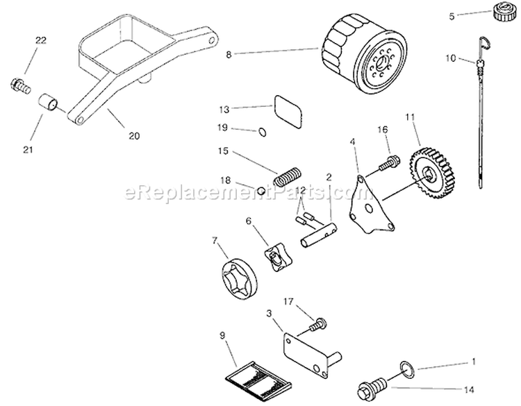 Oil Pump & Filter Assembly Diagram and Parts List for 73580 210000001-210999999 - 2001 Toro Lawn Tractor