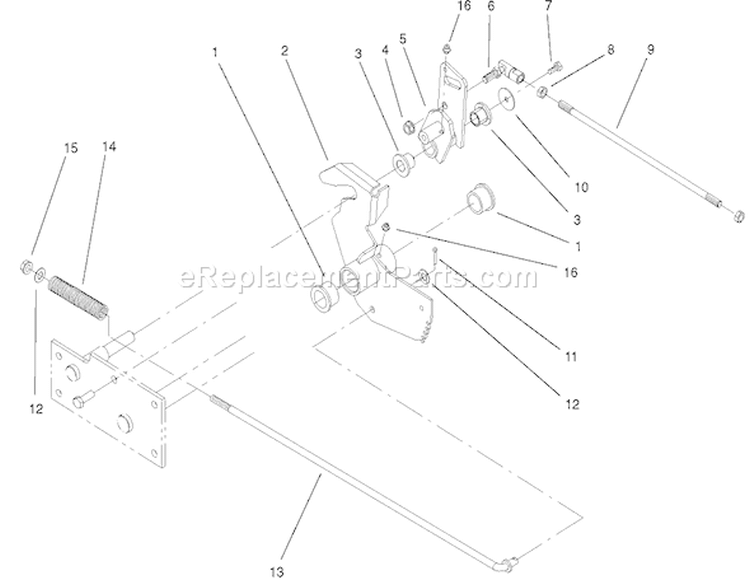 Parking Brake Lower Assembly Diagram and Parts List for 73580 210000001-210999999 - 2001 Toro Lawn Tractor