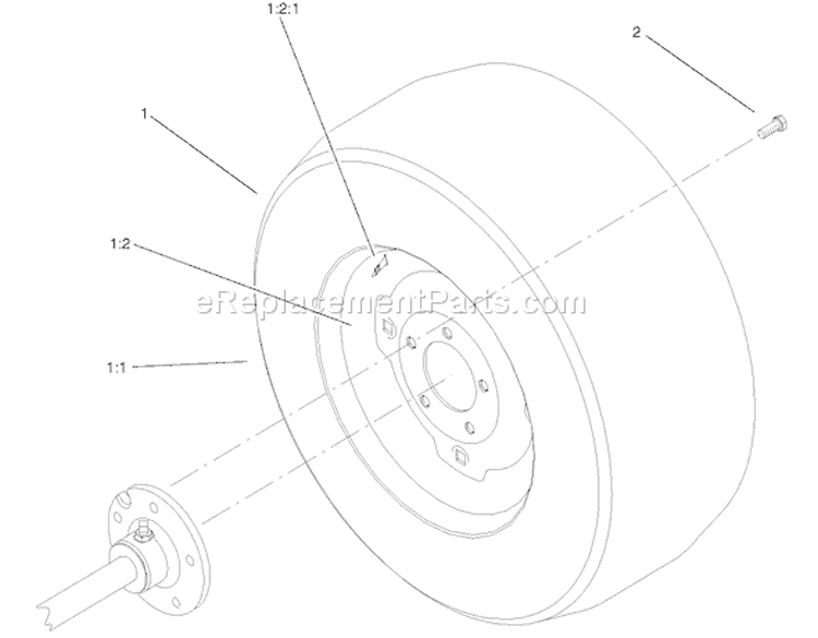 Wheel Assembly Diagram and Parts List for 73580 210000001-210999999 - 2001 Toro Lawn Tractor