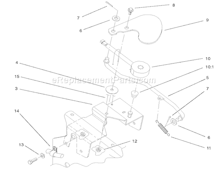 Cruise Control Assembly Diagram and Parts List for 73580 210000001-210999999 - 2001 Toro Lawn Tractor