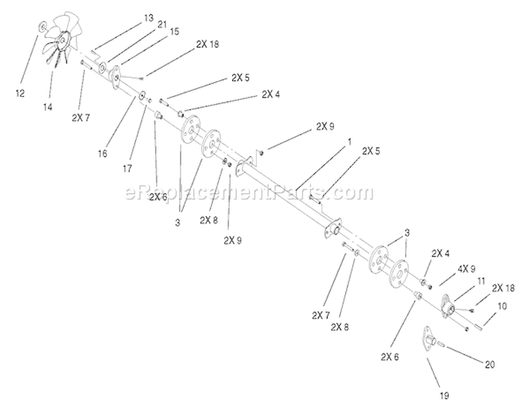 Drive Shaft Assembly Diagram and Parts List for 73580 210000001-210999999 - 2001 Toro Lawn Tractor