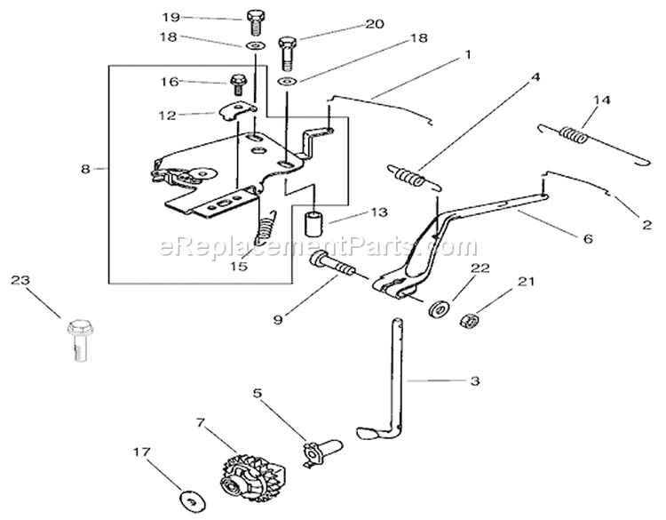 Governor Assembly Diagram and Parts List for 73580 9900001-9999999 - 1999 Toro Lawn Tractor