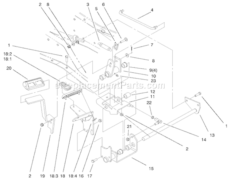 Hydro Controls Assembly Diagram and Parts List for 73580 9900001-9999999 - 1999 Toro Lawn Tractor