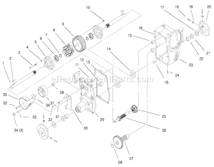 Hydro Trans Axle Assembly Diagram and Parts List for 73580 9900001-9999999 - 1999 Toro Lawn Tractor