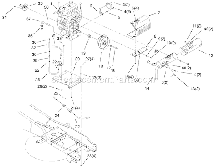 Liquid Cooled Gas Engine Assembly Diagram and Parts List for 73580 9900001-9999999 - 1999 Toro Lawn Tractor