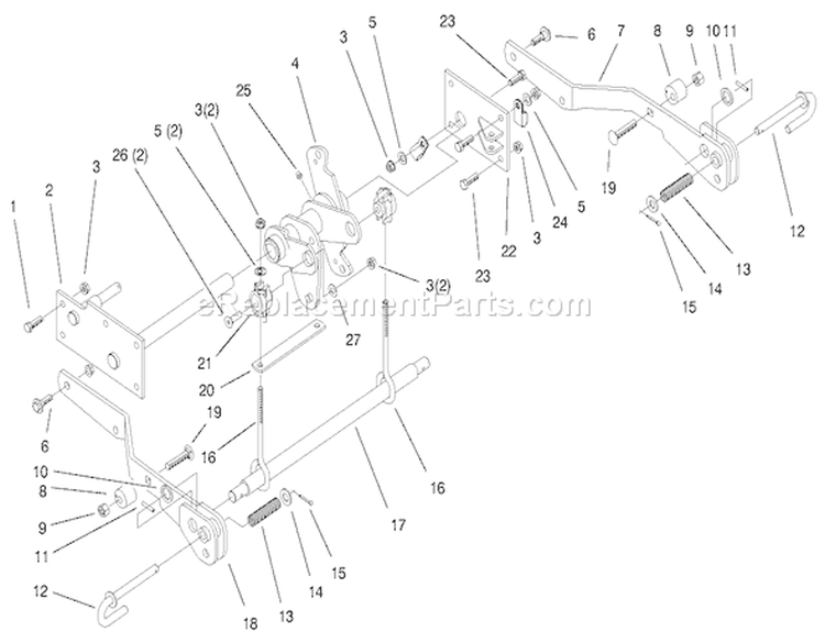 Lower Hydro Lift Assembly Diagram and Parts List for 73580 9900001-9999999 - 1999 Toro Lawn Tractor