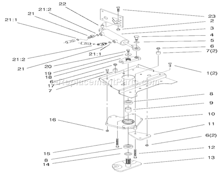 Lower Power Steering Assembly Diagram and Parts List for 73580 9900001-9999999 - 1999 Toro Lawn Tractor
